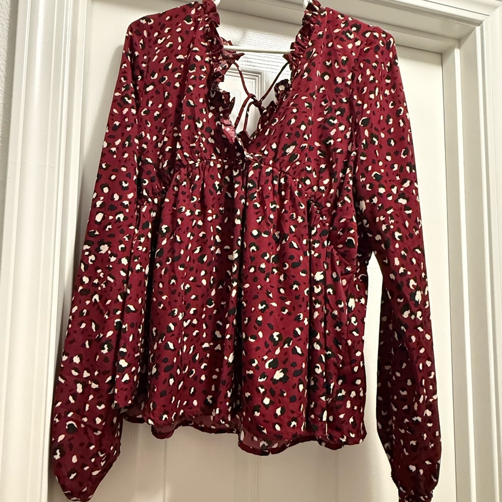 Newbury Kustom Red and White Patterned Blouse